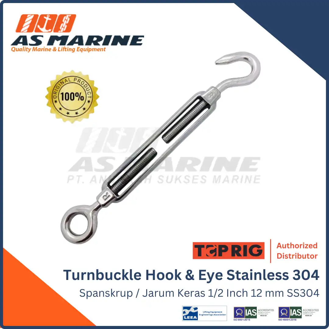 Toprig Turnbuckle / Spanskrup Hook to Eye Stainless Steel 304 1/2 Inch